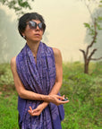 Purple Lotus Design Embroidered Pashmina Shawl