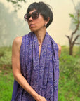 Purple Lotus Design Embroidered Pashmina Shawl