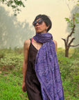 Purple Lotus Design Embroidered Pashmina Shawl