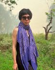 Purple Lotus Design Embroidered Pashmina Shawl