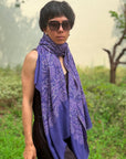 Purple Lotus Design Embroidered Pashmina Shawl