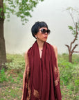 Maroon Silk Embroidered Pashmina Shawl