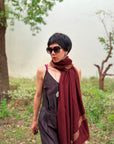 Maroon Silk Embroidered Pashmina Shawl