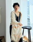 Vintage White Tilla Embroidery Pashmina Shawl