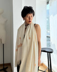 Vintage White Tilla Embroidery Pashmina Shawl