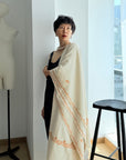 Vintage White Tilla Embroidery Pashmina Shawl