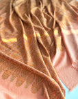 3 Yard Coral Pink Floral Embroidery Pashmina Shawl