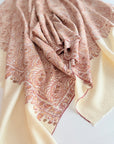 Vintage White Paisley Jamawar Embroidery Pashmina Shawl