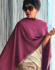 Vintage Plum Red Light Embroidery Pashmina Shawl