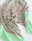 Turquoise Paisley Design Embroidered Pashmina Shawl