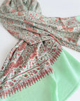 Turquoise Paisley Design Embroidered Pashmina Shawl