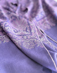 Purple Lotus Design Embroidered Pashmina Shawl
