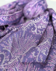 Purple Lotus Design Embroidered Pashmina Shawl