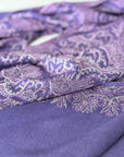 Purple Lotus Design Embroidered Pashmina Shawl