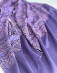 Purple Lotus Design Embroidered Pashmina Shawl