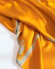 Vintage Mustard Silk Embroidery Pashmina Shawl