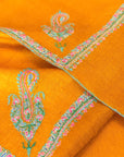 Vintage Mustard Silk Embroidery Pashmina Shawl