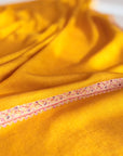 Vintage Yellow Silk Embroidery Pashmina Shawl