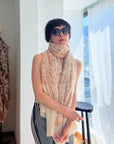 Vintage Ivory White Jamawar Embroidery Pashmina Shawl