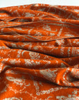 Vintage Heirloom Orange Silk Embroidery Pashmina Shawl with Exquisite Paisley Designs