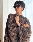 Vintage Black Silk Sozni Jamawar Embroidery Pashmina Shawl