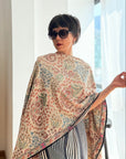 2.5 Yard Beige Antique Design Kani Pashmina Shawl