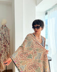 2.5 Yard Beige Antique Design Kani Pashmina Shawl
