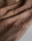 Vintage Dark Brown Silk Embroidery Pashmina Shawl