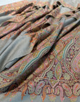 2.5 Yard Army Khaki Paisley Design Pashmina Shawl