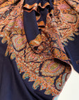 2.5 Yard Navy Paisley Design Pashmina Shawl