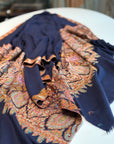 2.5 Yard Navy Paisley Design Pashmina Shawl