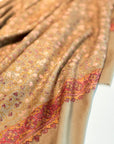 Châle pashmina vintage en soie naturelle brodée avec motifs floraux exquis