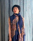 2.5 Yard Navy Paisley Design Pashmina Shawl