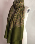 Emerald Silk Embroidery Pashmina Shawl