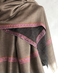 Dark Gray Reversible Sozni Pashmina Shawl