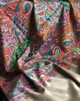 Vintage Beige Jamawar Pashmina Shawl with Exquisite Peacock Design