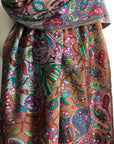Vintage Beige Jamawar Pashmina Shawl with Exquisite Peacock Design