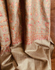Dark Camel Silk Embroidery Pashmina Shawl