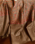 Dark Camel Silk Embroidery Pashmina Shawl