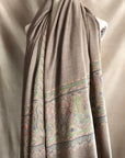 Elegant Gray Paisley Embroidery Pashmina Shawl