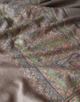 Elegant Gray Paisley Embroidery Pashmina Shawl