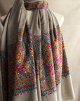Light Gray Paisley Design Pashmina Shawl