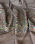 Elegant Gray Paisley Embroidery Pashmina Shawl