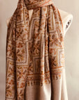 Beige Jaal Floral Design Pashmina Shawl