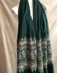 Emerald Green Paisley Design Pashmina Shawl