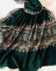 Emerald Green Paisley Design Pashmina Shawl