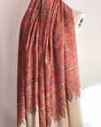 White Jamawar Embroidery Pashmina Shawl with Exquisite Mandala Floral Designs
