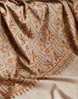 Beige Jaal Floral Design Pashmina Shawl