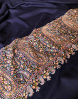 Navy Paisley Design Pashmina Shawl with Intricate Embroidery