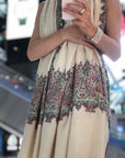 White Handspun Paisley Design Pashmina Shawl